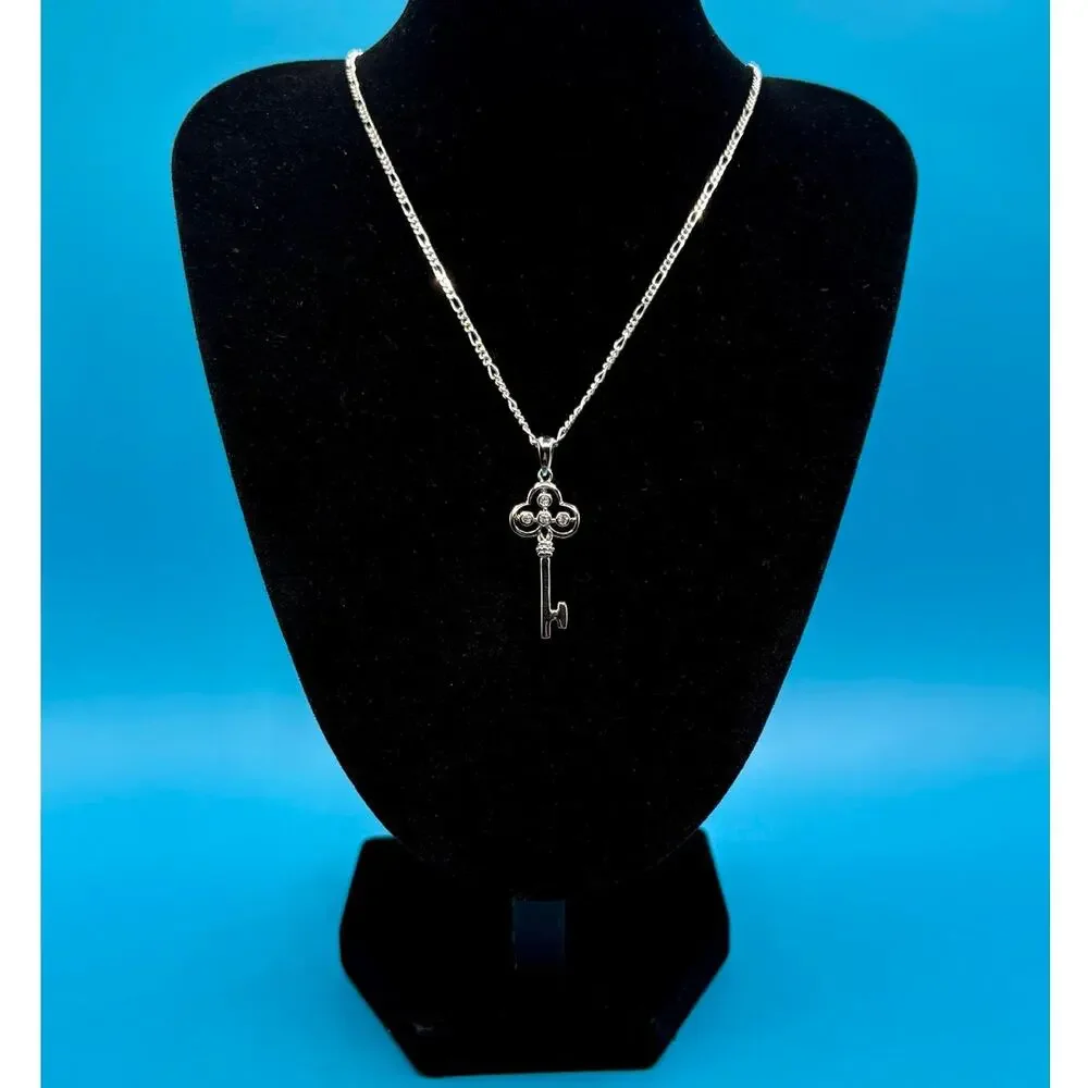 NEW Sparkling Moissanite Key Pendant & 18